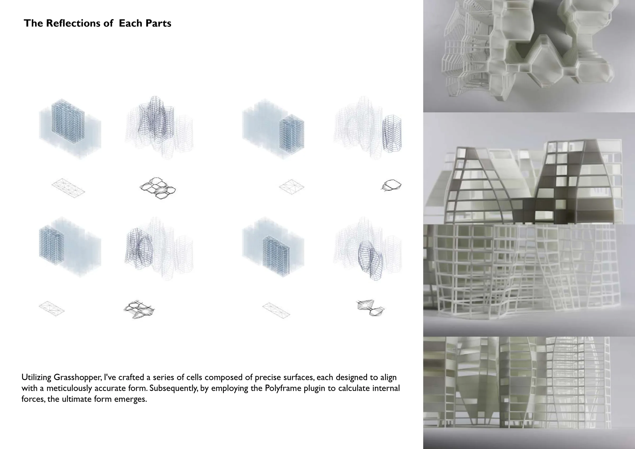 Force and form diagrams for each part of the building